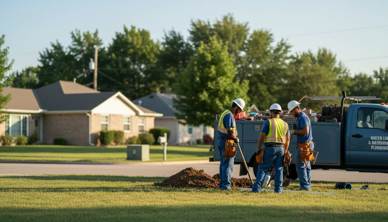 Residential water line and bathroom plumbing service in Tiffin, IA
